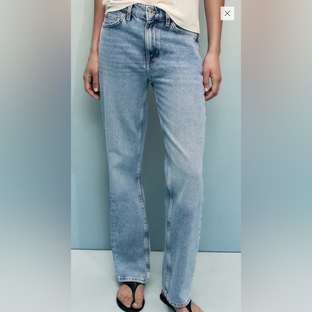 Mango Light Blue Matilda Straight Leg Jeans